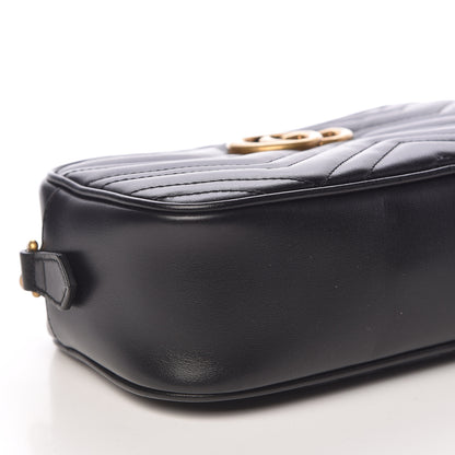 Gucci Calfskin Matelasse Small GG Marmont Chain Shoulder Bag Black 8 of 12