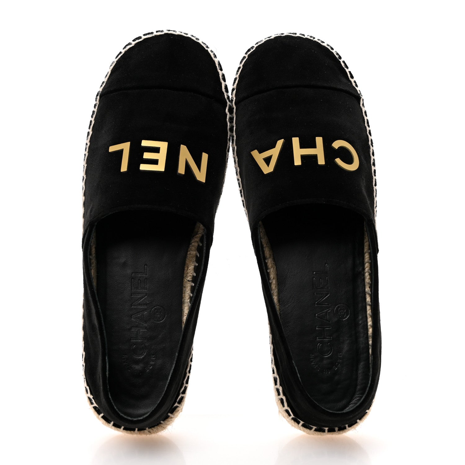 Chanel Velvet Logo Espadrilles 37 Black 2 of 9