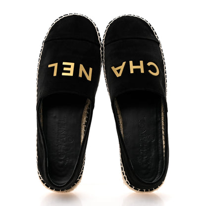 Chanel Velvet Logo Espadrilles 37 Black 2 of 9
