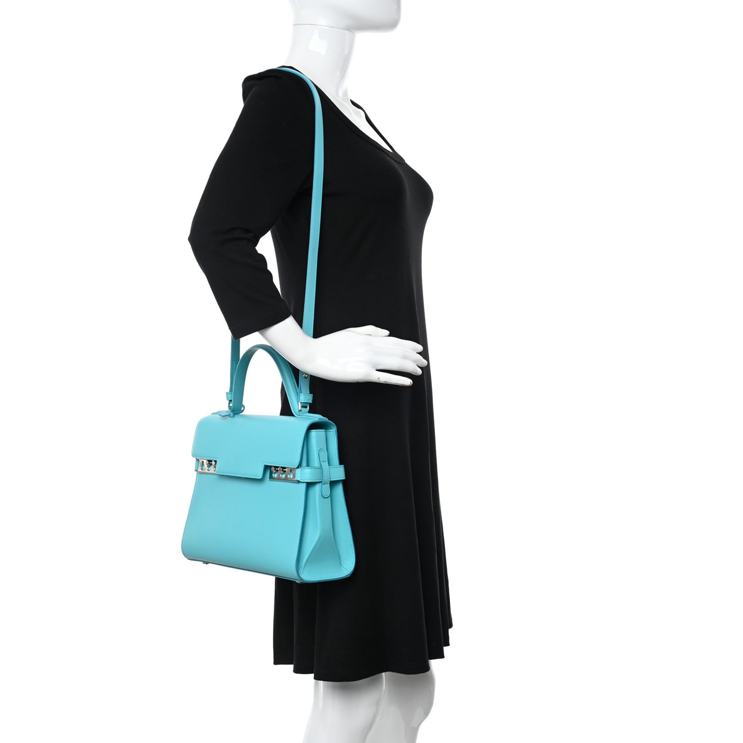 Calfskin MM Tempete Satchel Turquoise