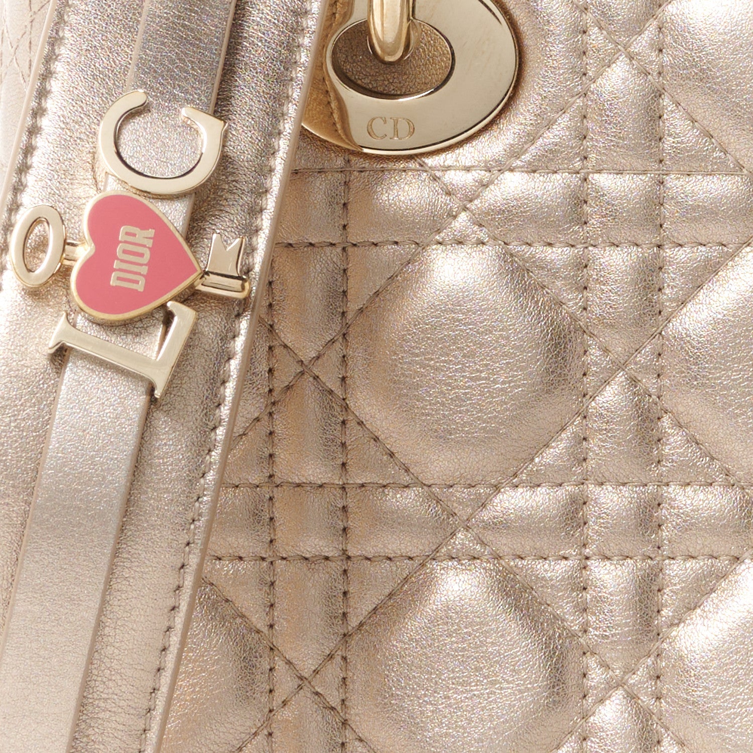 Christian Dior Metallic Lambskin Cannage Small My ABCDior Lady Dior Gold 8 of 10