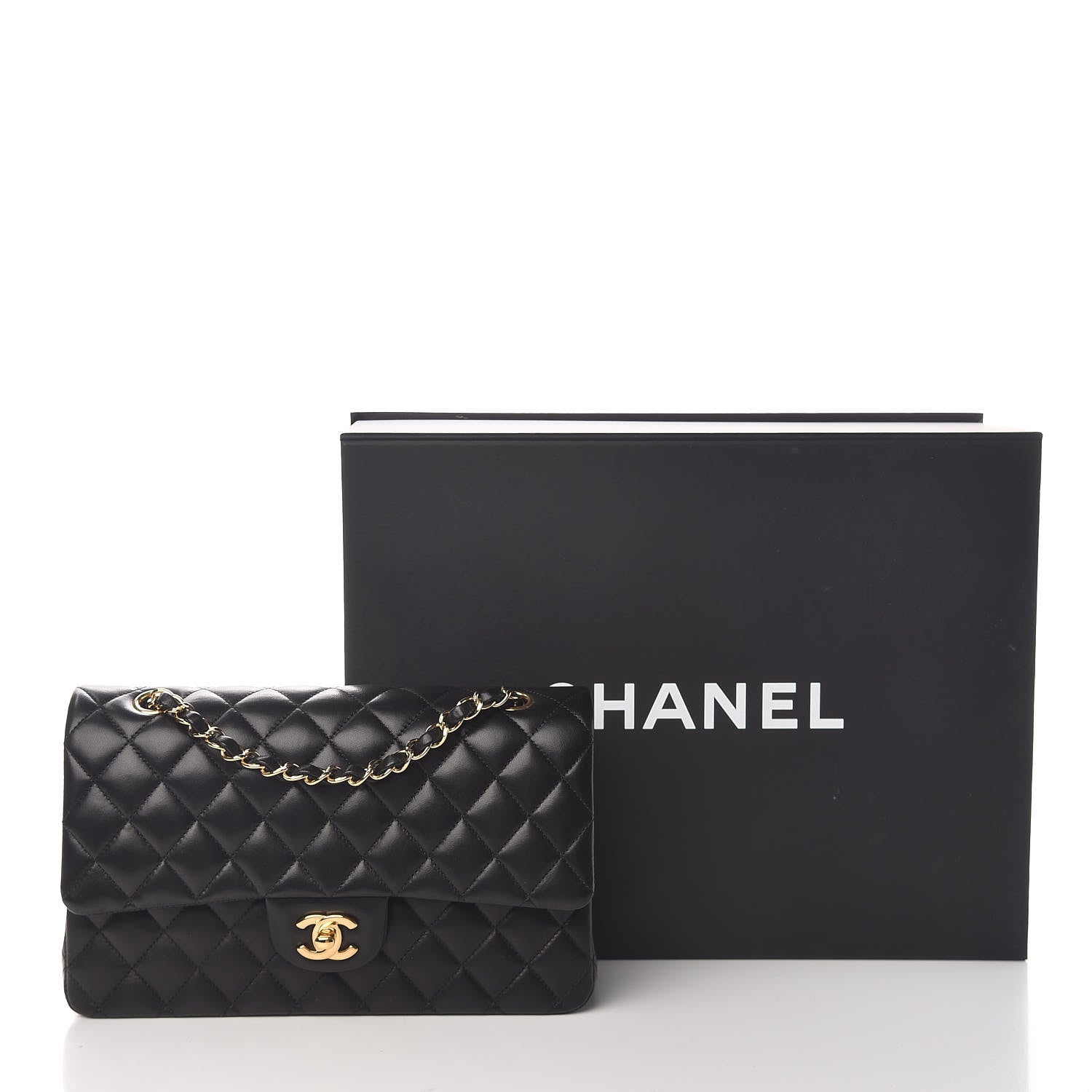 Chanel Lambskin Quilted Medium Double Flap Black 14 of 14