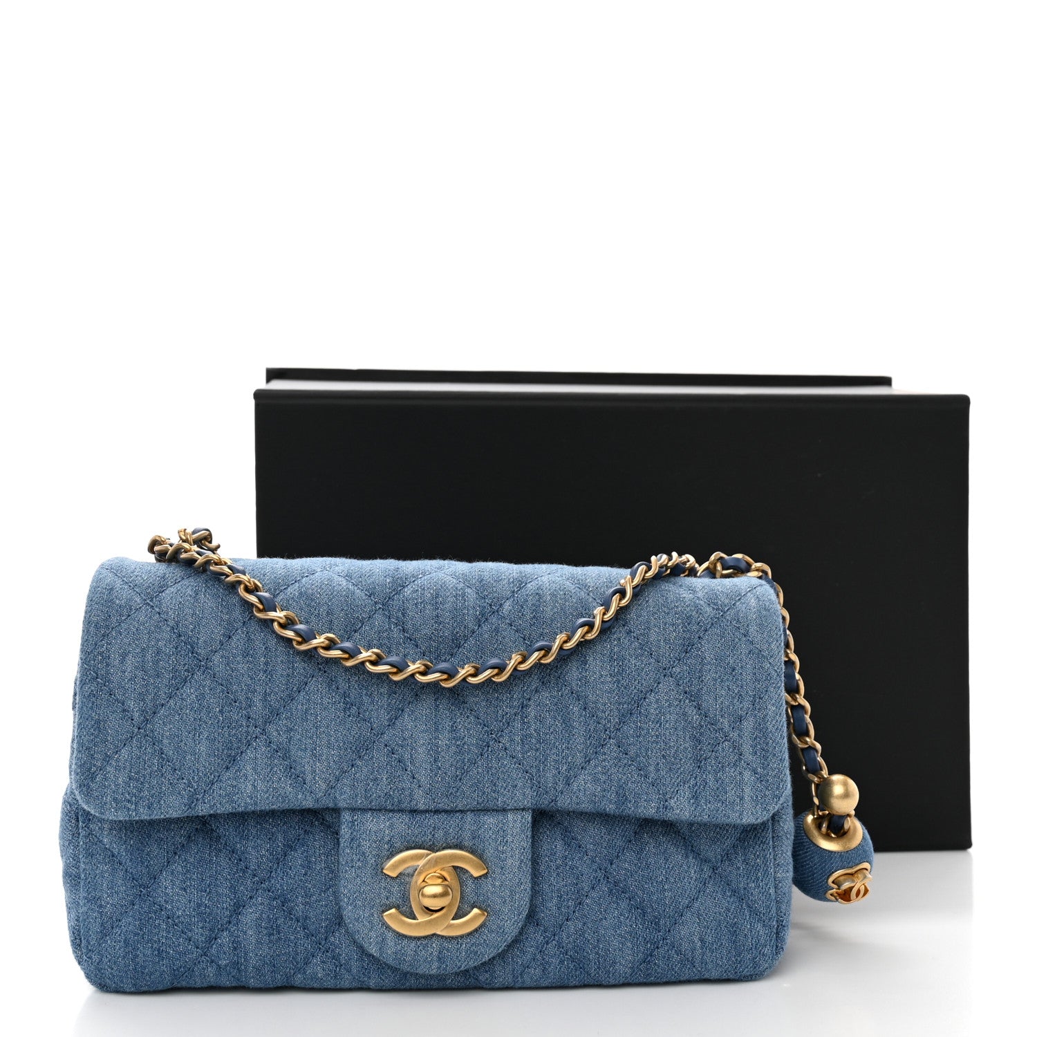 Chanel Denim Quilted Mini Pearl Crush Rectangular Flap Blue 12 of 12
