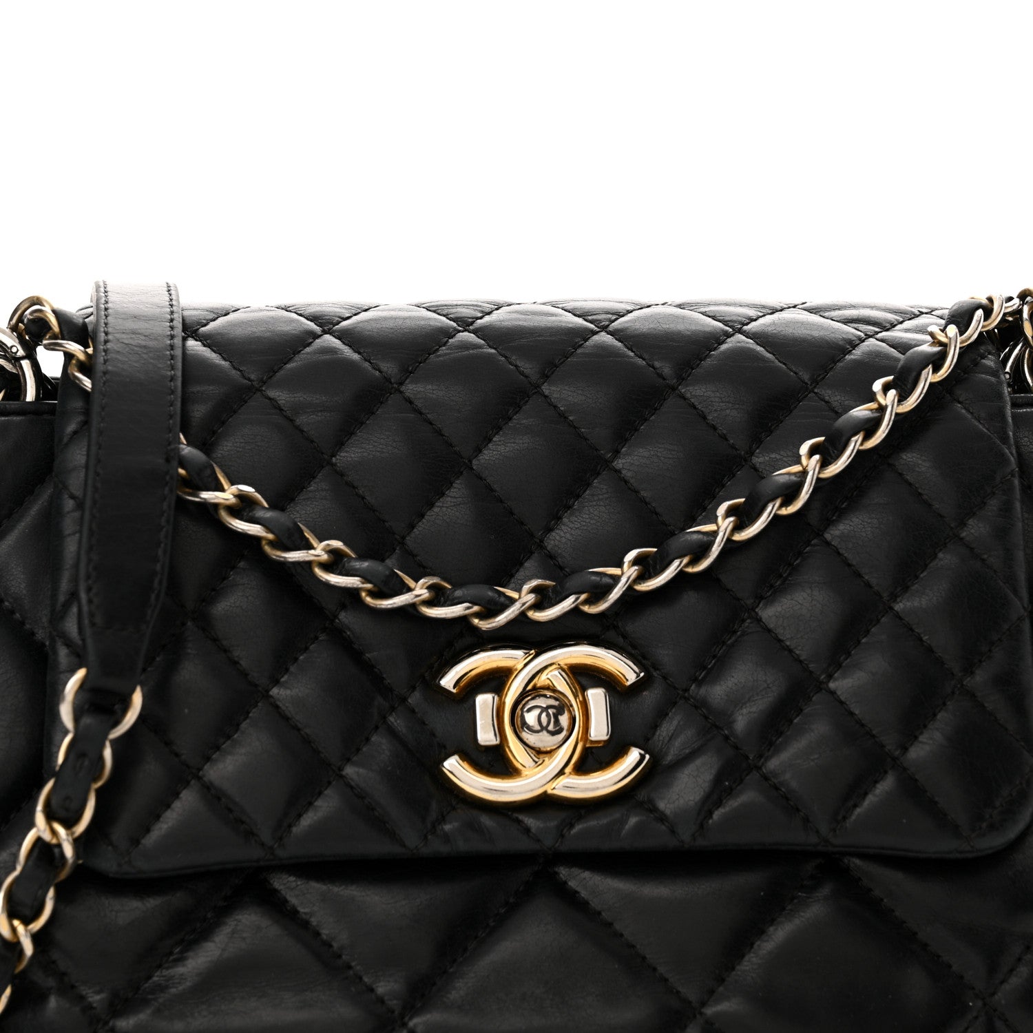 Chanel Glazed Calfskin Quilted Medium Daily Walk Flap Black 8 of 16
