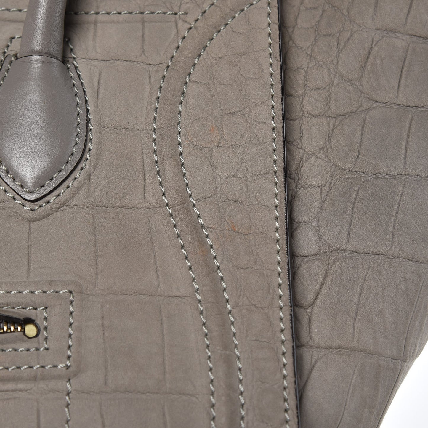 Crocodile Embossed Nubuck Large Phantom Luggage Grey