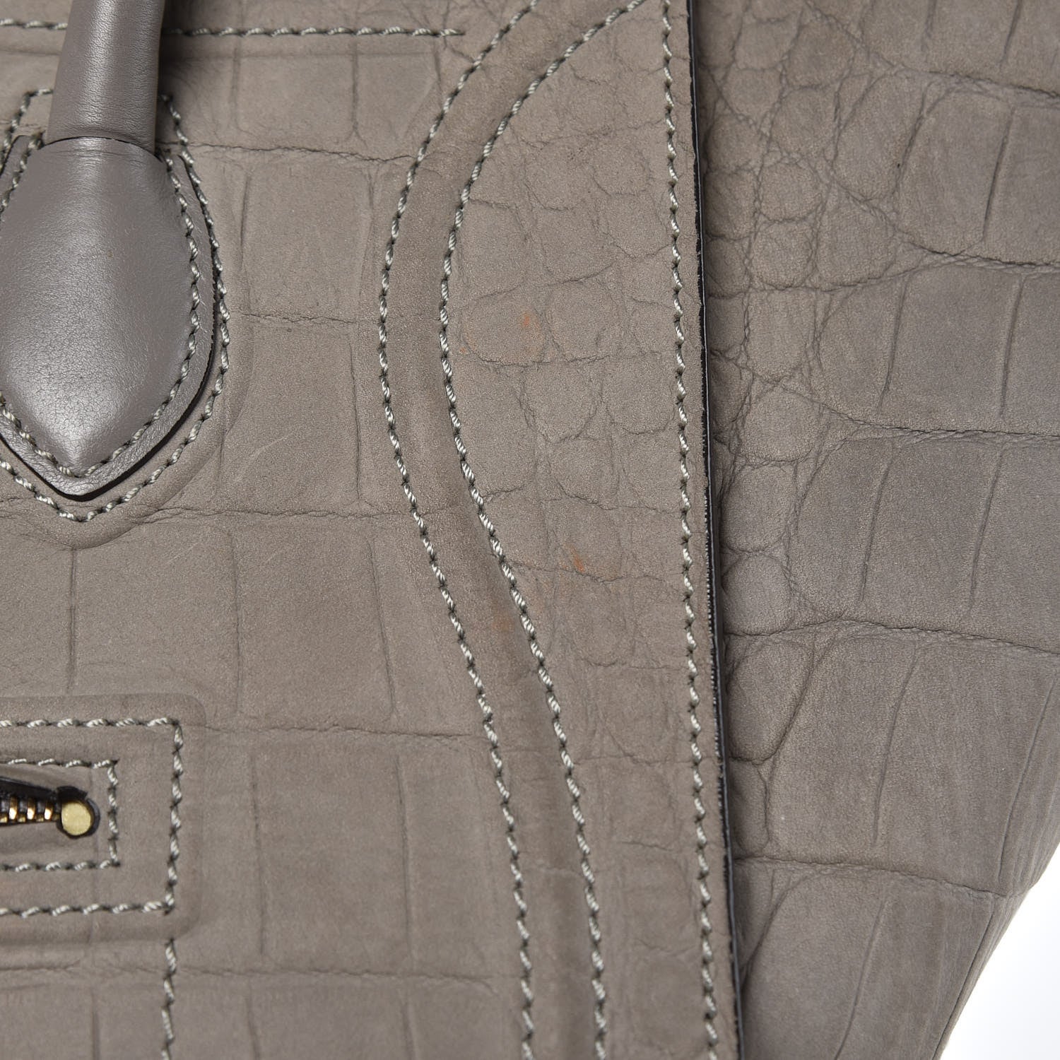 Celine Crocodile Embossed Nubuck Large Phantom Luggage Grey 10 of 18