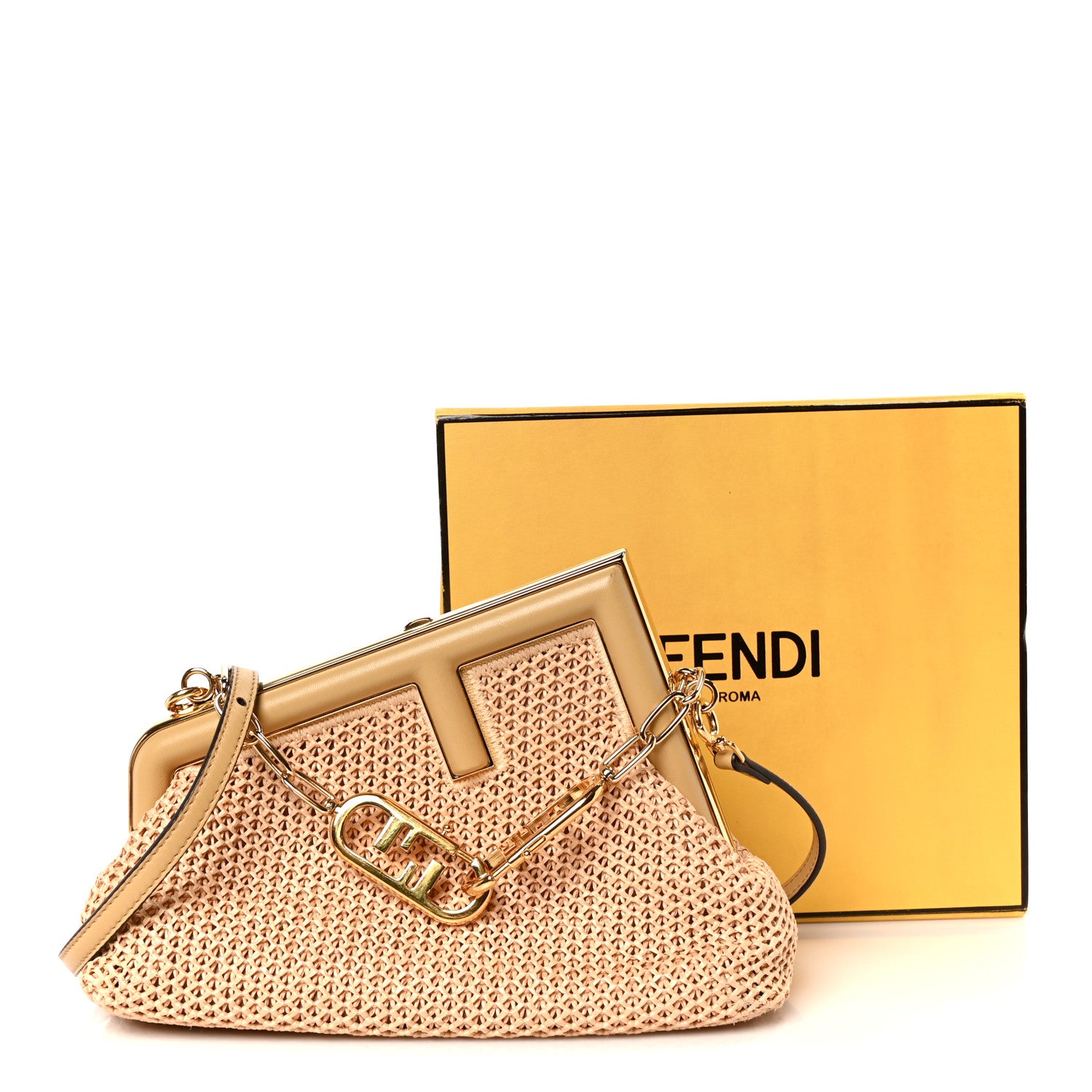 Fendi Raffia Nappa Macrame Small Fendi First Natural Sahara 12 of 12