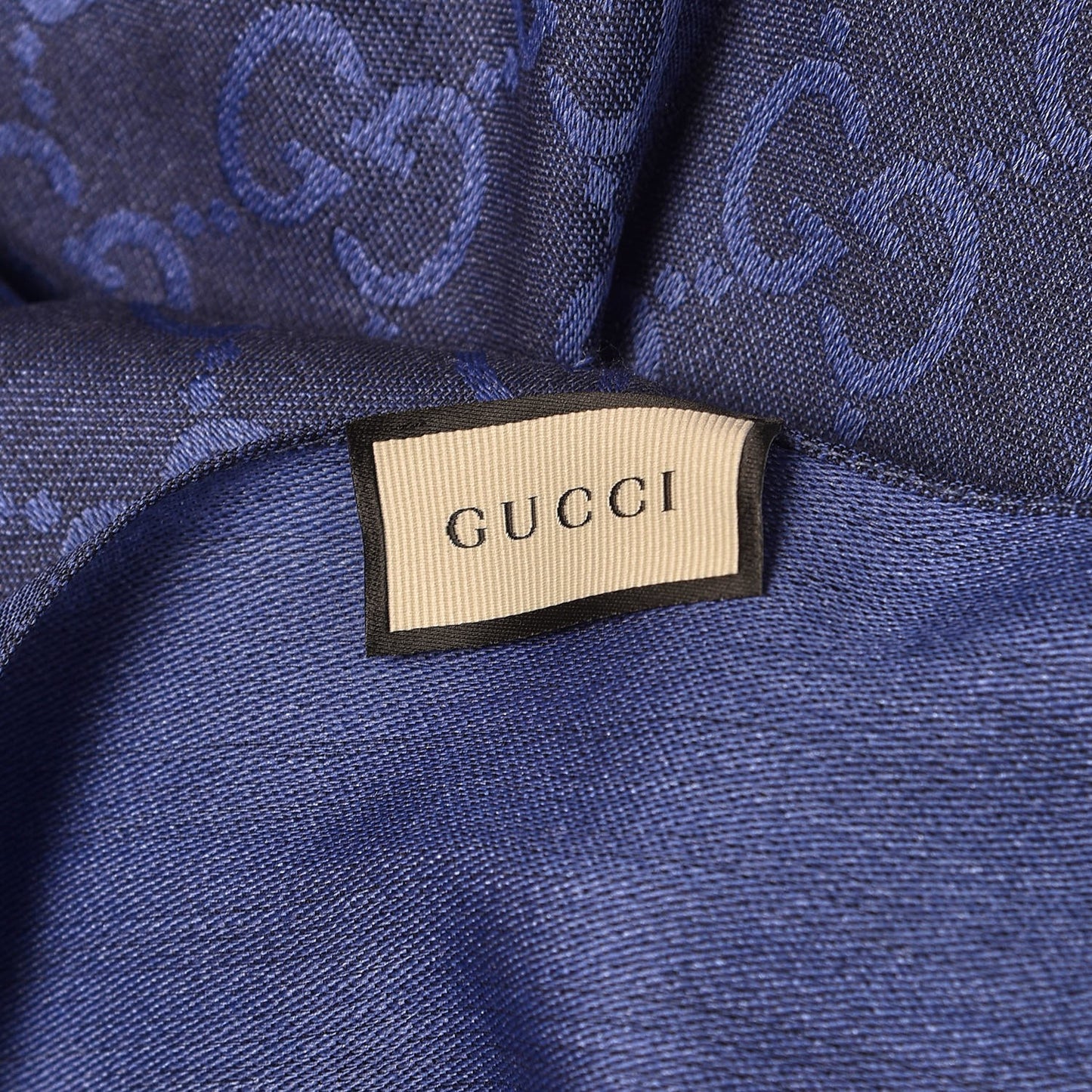 Wool Silk Jacquard Monogram Scarf Blue