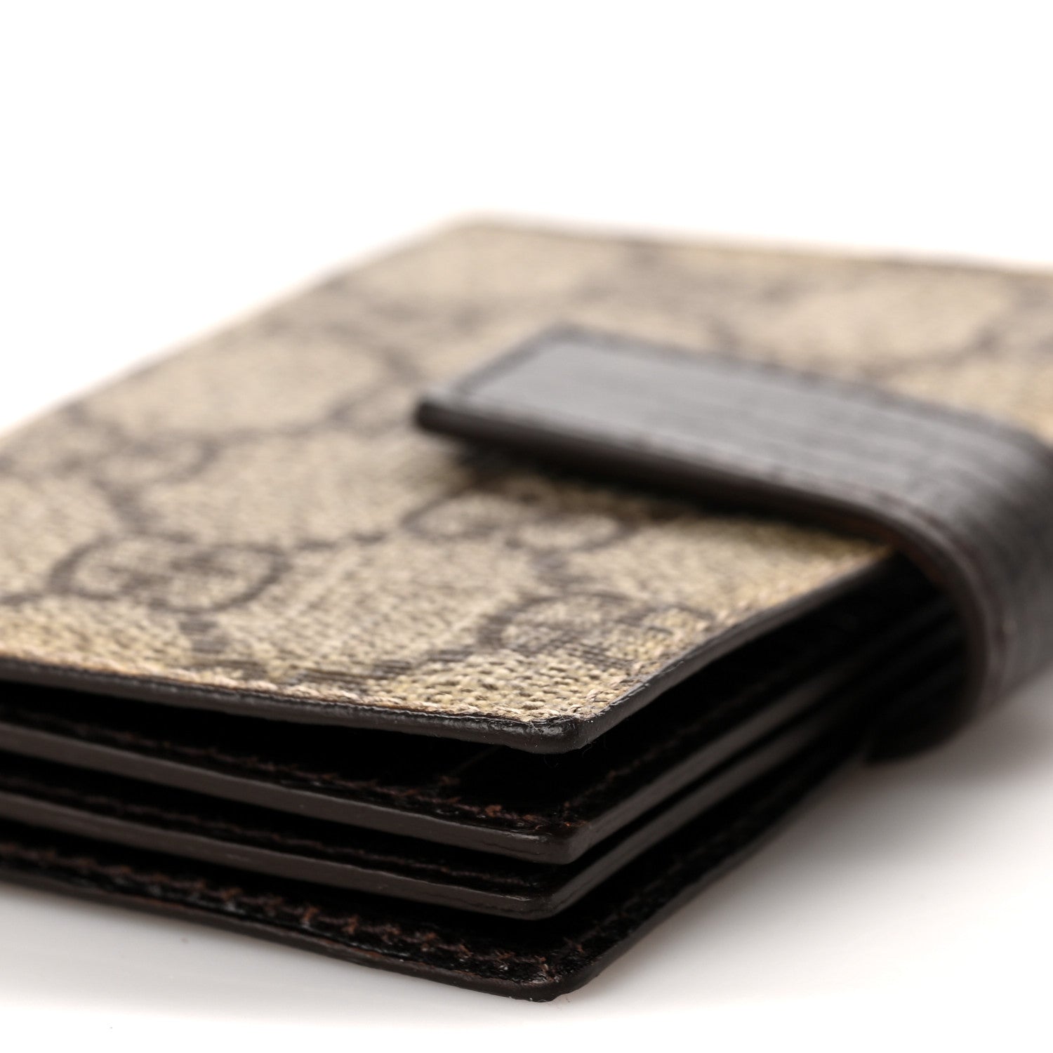 Gucci Monogram GG Plus Avel Card Holder Wallet Beige Ebony Cocoa 8 of 9
