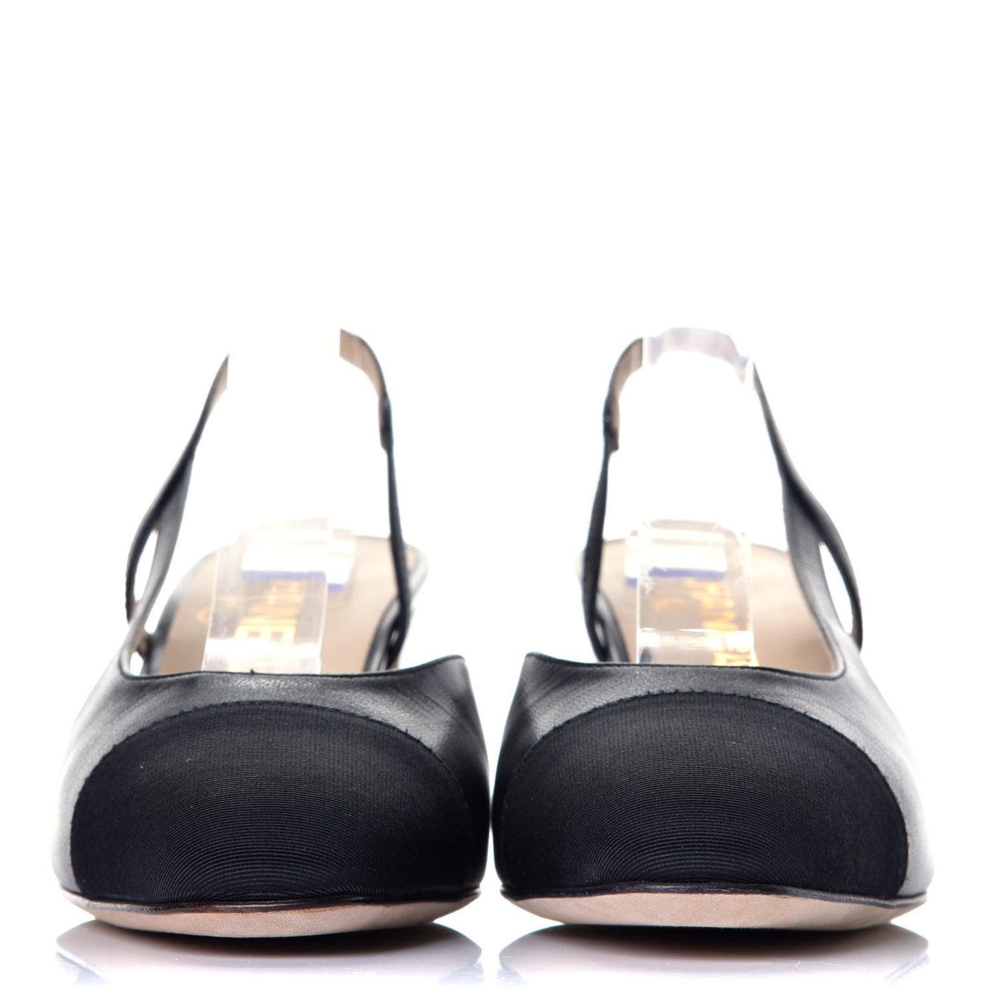 Goatskin Grosgrain Cap Toe CC Slingback Sandals 36 Black