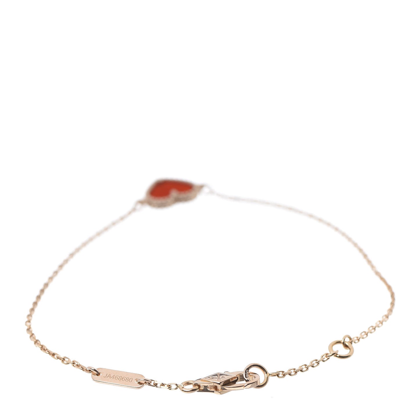 18K Rose Gold Carnelian Sweet Alhambra Heart Bracelet