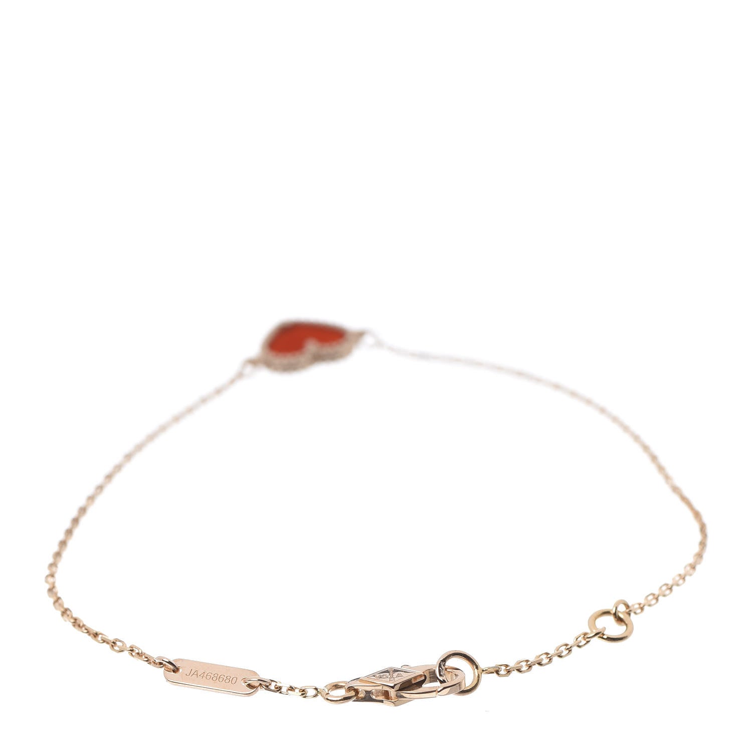 Van Cleef & Arpels 18K Rose Gold Carnelian Sweet Alhambra Heart Bracelet 3 of 7