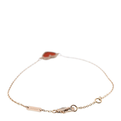 Van Cleef & Arpels 18K Rose Gold Carnelian Sweet Alhambra Heart Bracelet 3 of 7