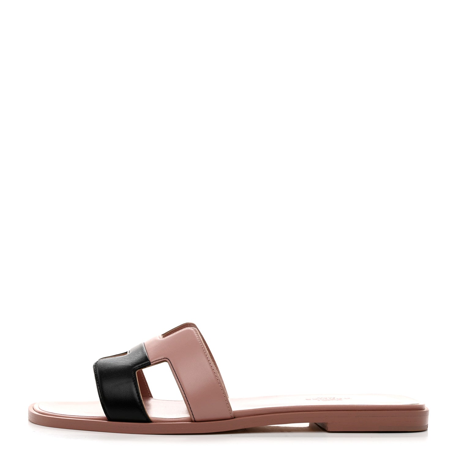 Hermes Box Calfskin Oran Sandals 39 Black Vieux Rose 1 of 8