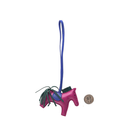 Hermes Milo Lambskin Grigri Rodeo Horse Bag Charm PM Rose Pourpre Bleu Electrique Malachite 2 of 6