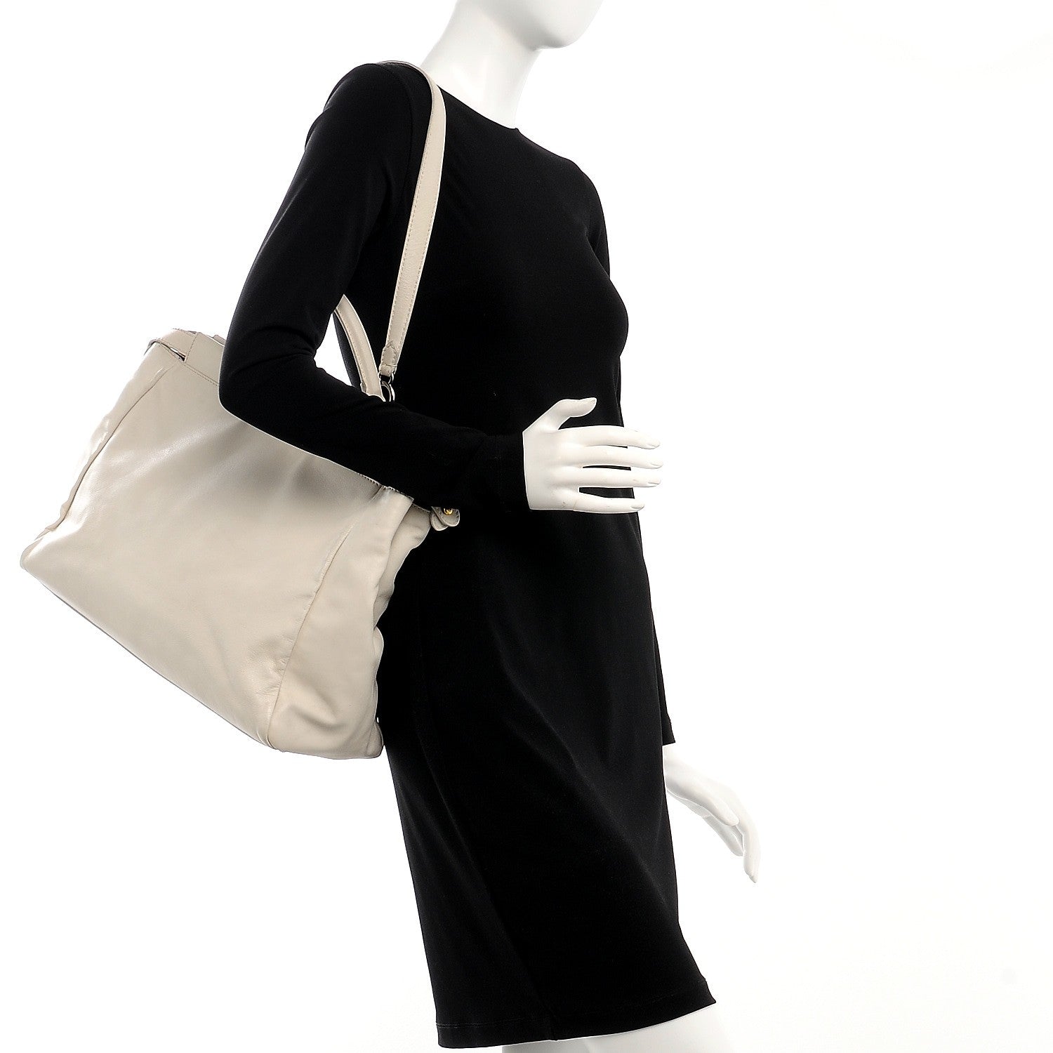 Fendi Goatskin Watersnake Large Peekaboo Iconic Satchel White 2 of 15