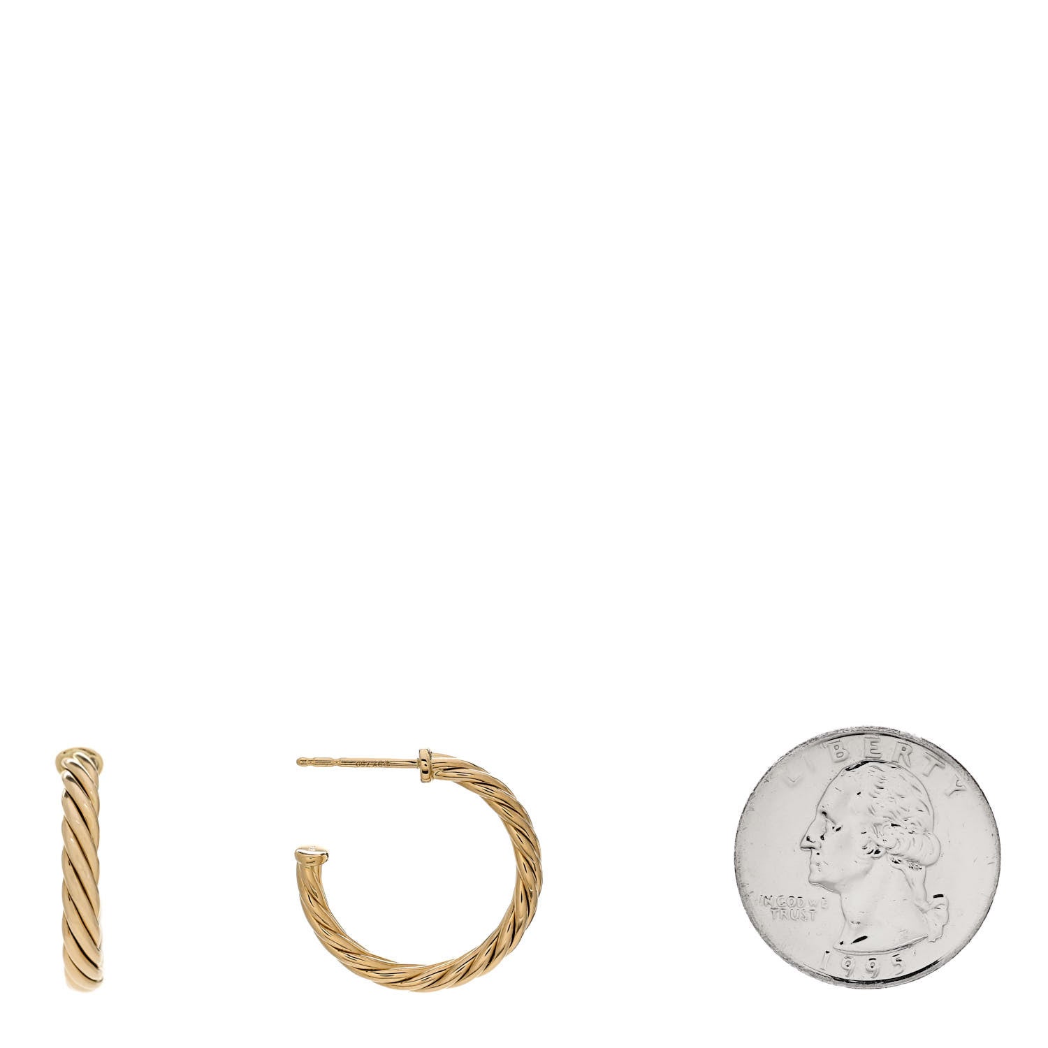 David Yurman 18K Yellow Gold Mini Cablespira Hoop Earrings 2 of 4