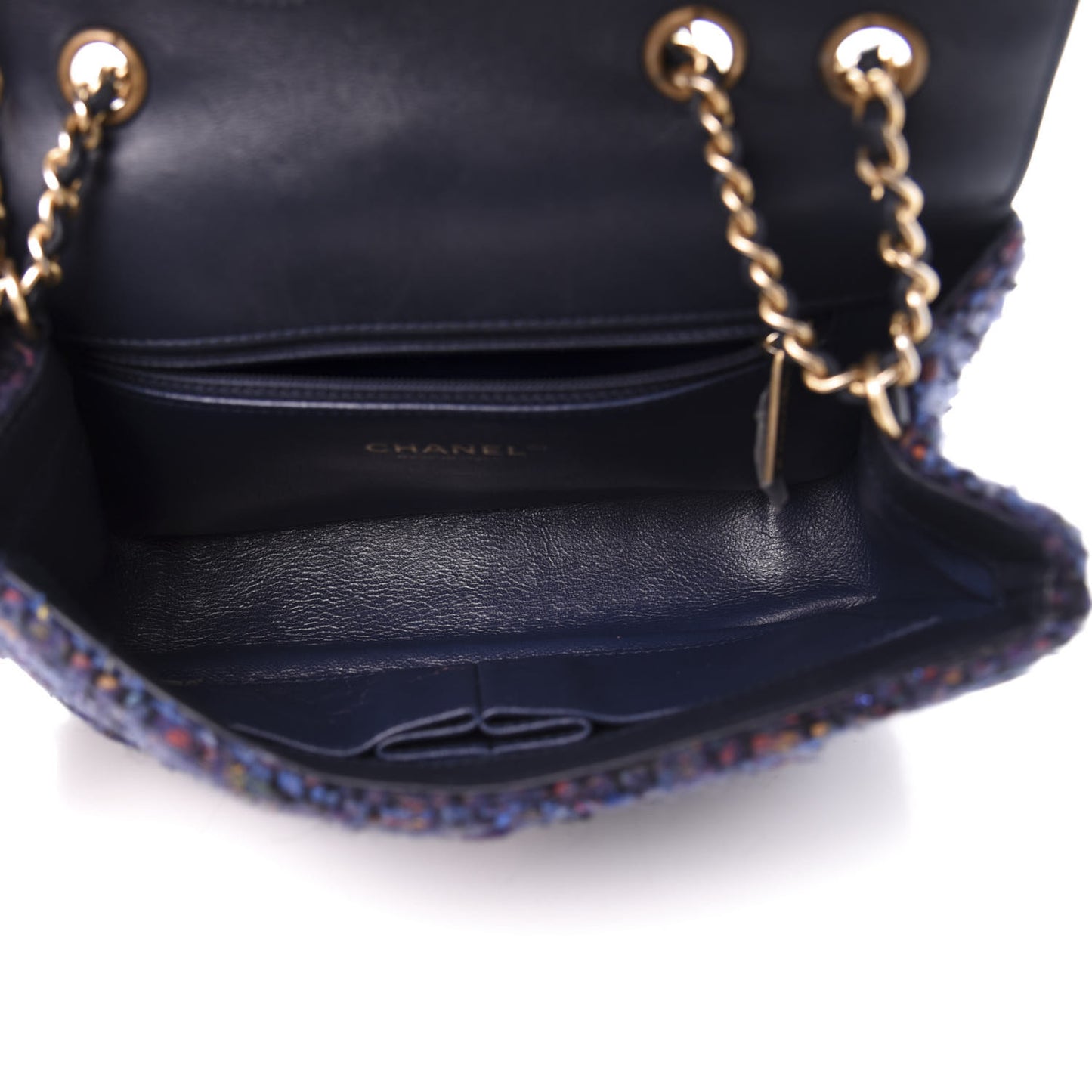 Tweed Watersnake Quilted Medium CC Filigree Flap Blue Black
