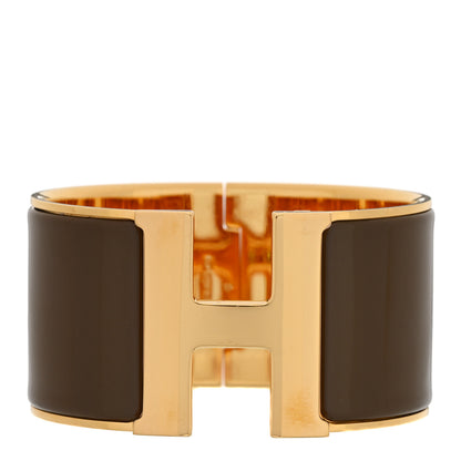Hermes Enamel Extra Wide Clic Clac H Bracelet GM Chocolate 1 of 4