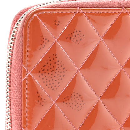 Chanel Patent Quilted Brilliant Zip Around Wallet Coral 10 of 13