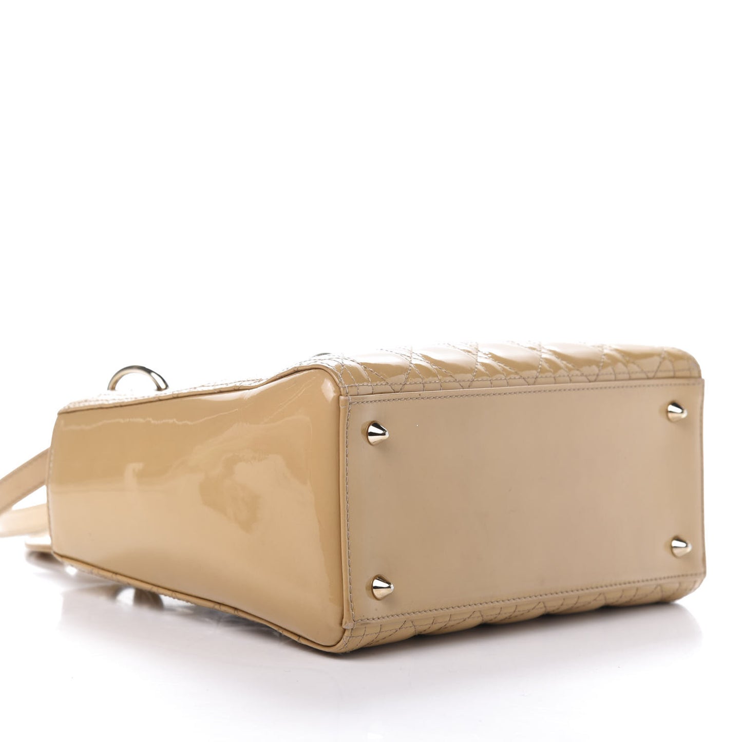 Patent Cannage Medium Lady Dior Beige