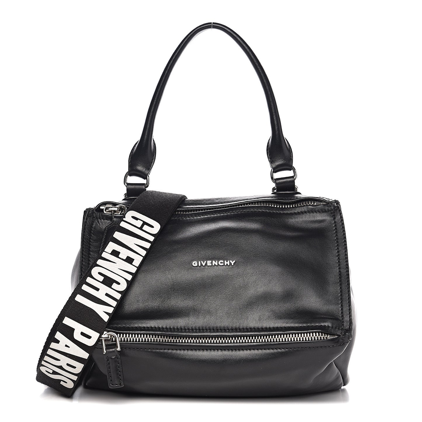 Calfskin Medium Pandora Logo Strap Black