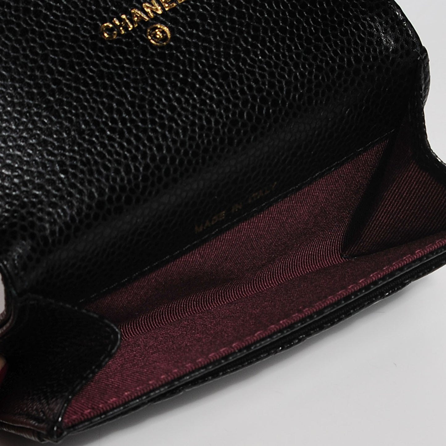 Caviar Quilted Flap Card Holder Black