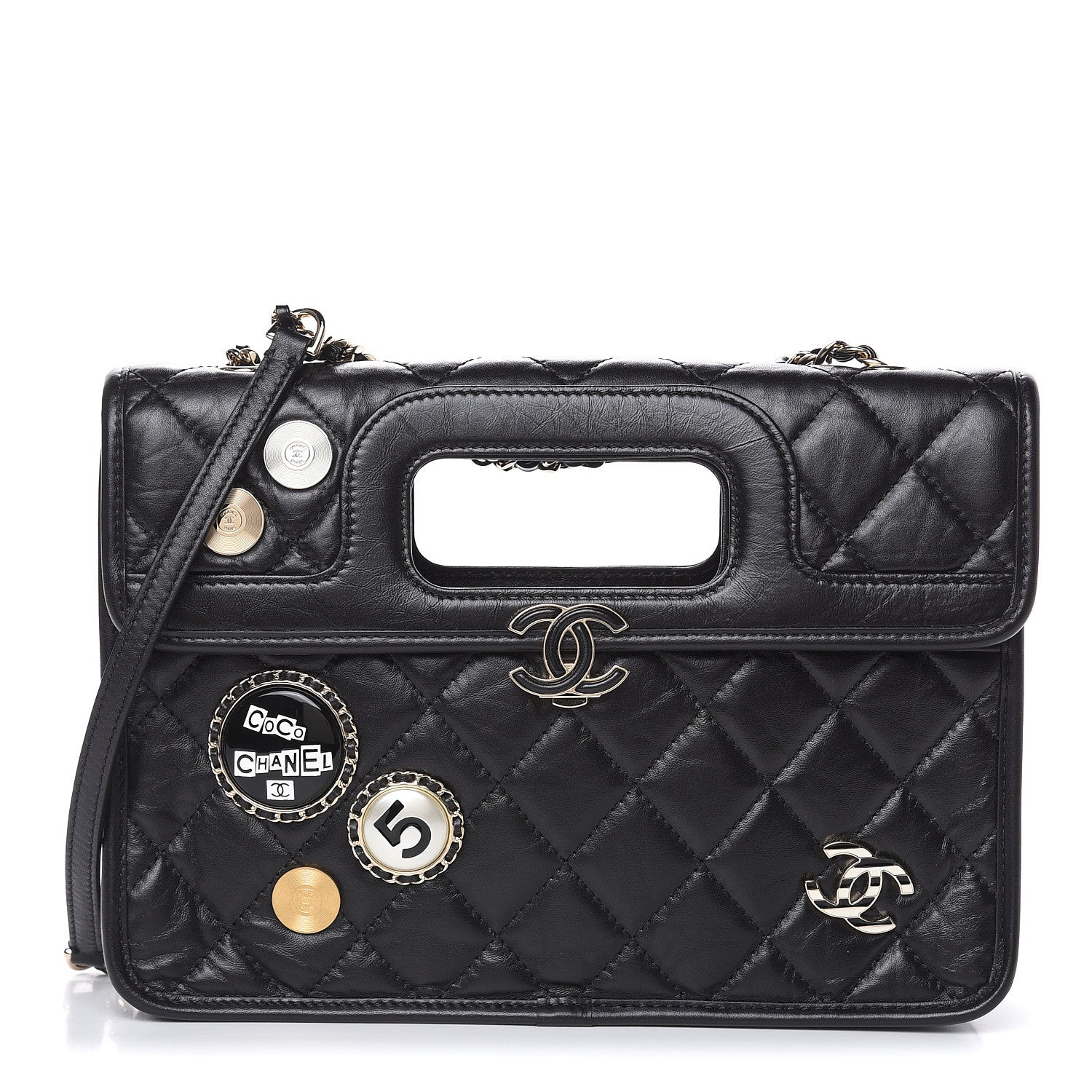 Chanel Aged Calfskin Charms Flap Bag Black 1 of 10