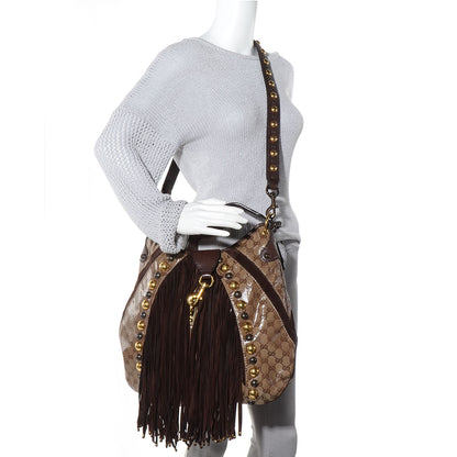 Gucci Crystal Monogram Fringe Babouska Hobo 2 of 7