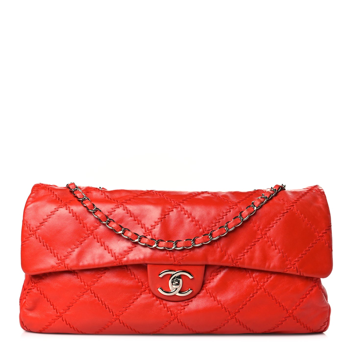 Calfskin Ultimate Stitch Large Flap Red