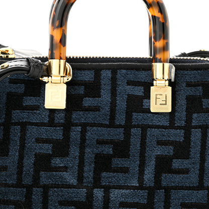 Fendi Chenille Vitello King Plexiglass FF Mini By The Way Top Handle Boston Bag Blue Black 8 of 10