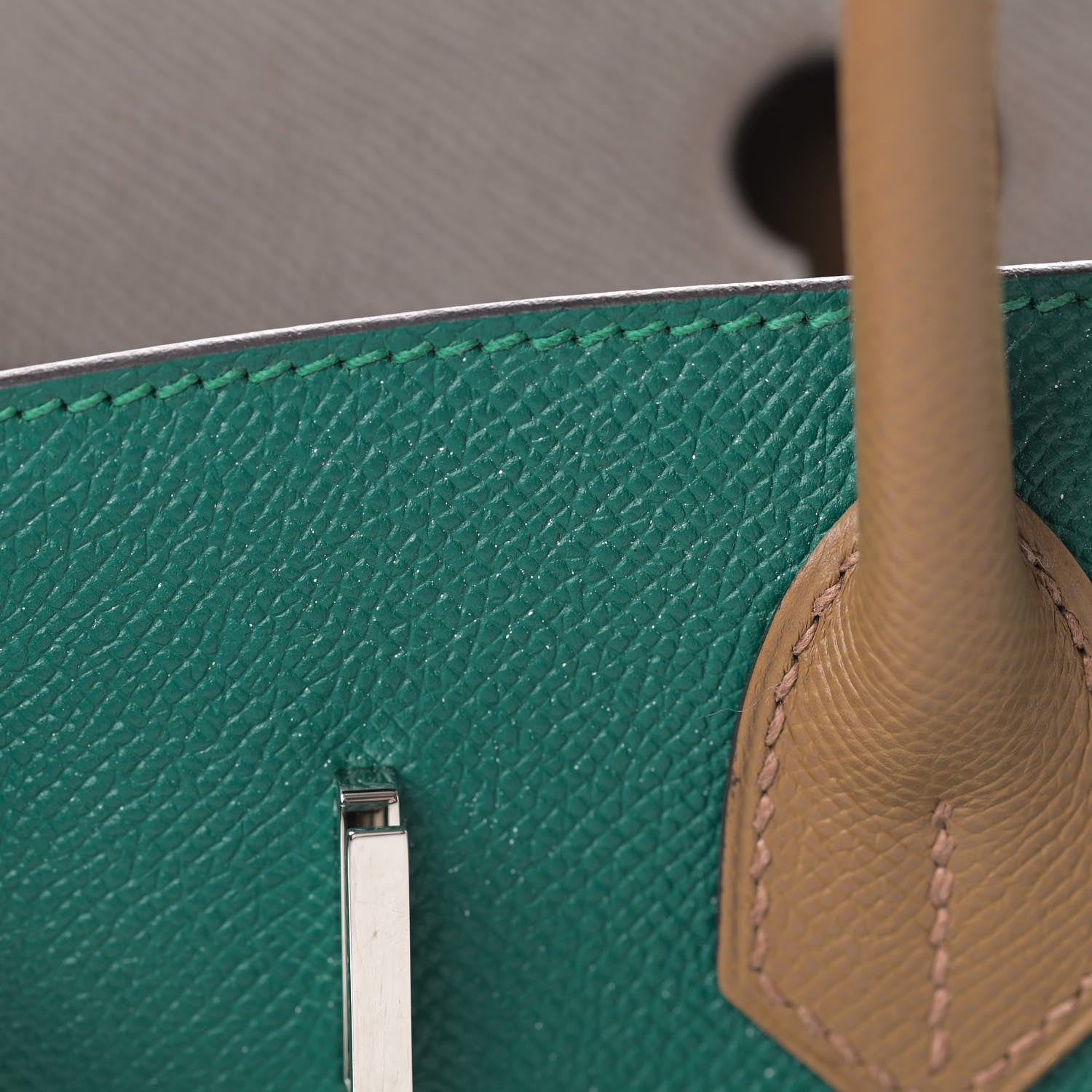 Hermes Epsom Horseshoe Birkin 30 Malachite Etain Alezan 10 of 13