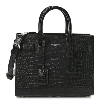 Saint Laurent Calfskin Crocodile Embossed Nano Sac De Jour Black 1 of 8