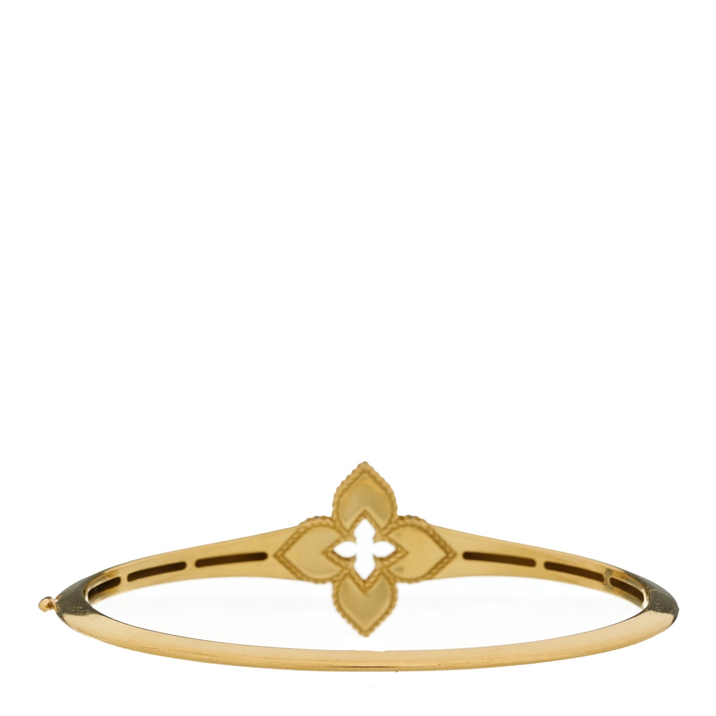 18K Yellow Gold Diamond Venetian Princess Flower Bangle Bracelet