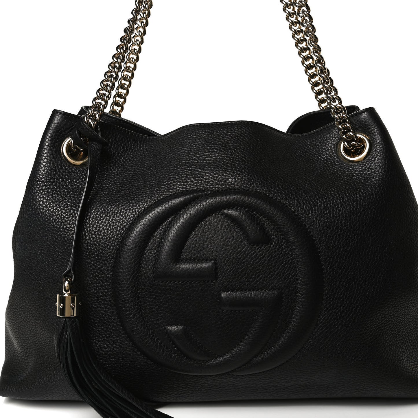 Pebbled Calfskin Medium Soho Chain Shoulder Bag Black