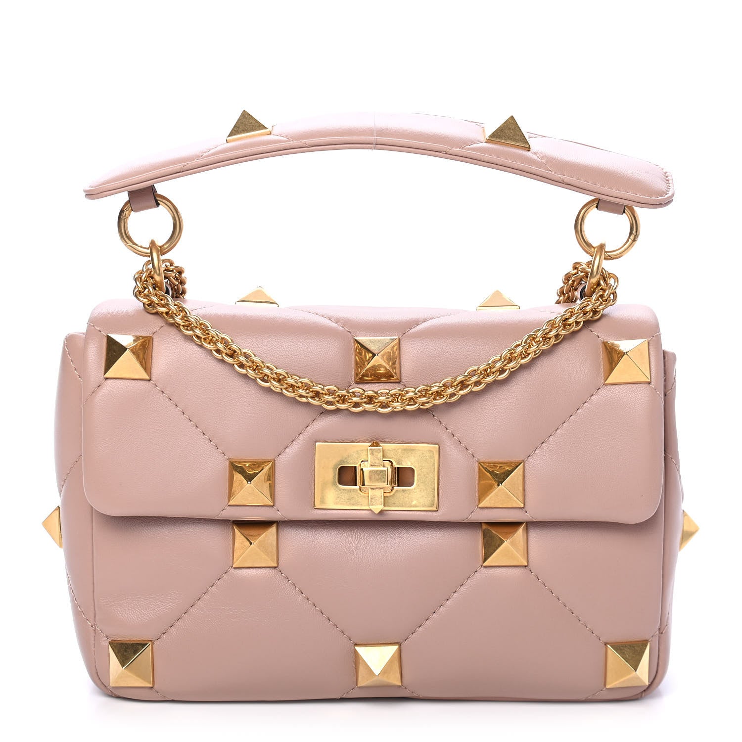 Valentino Garavani Nappa Medium Roman Stud Shoulder Bag Rose Cannelle 1 of 5