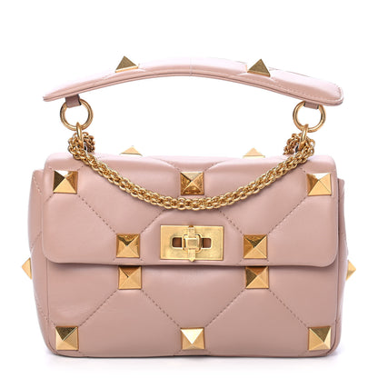Valentino Garavani Nappa Medium Roman Stud Shoulder Bag Rose Cannelle 1 of 5