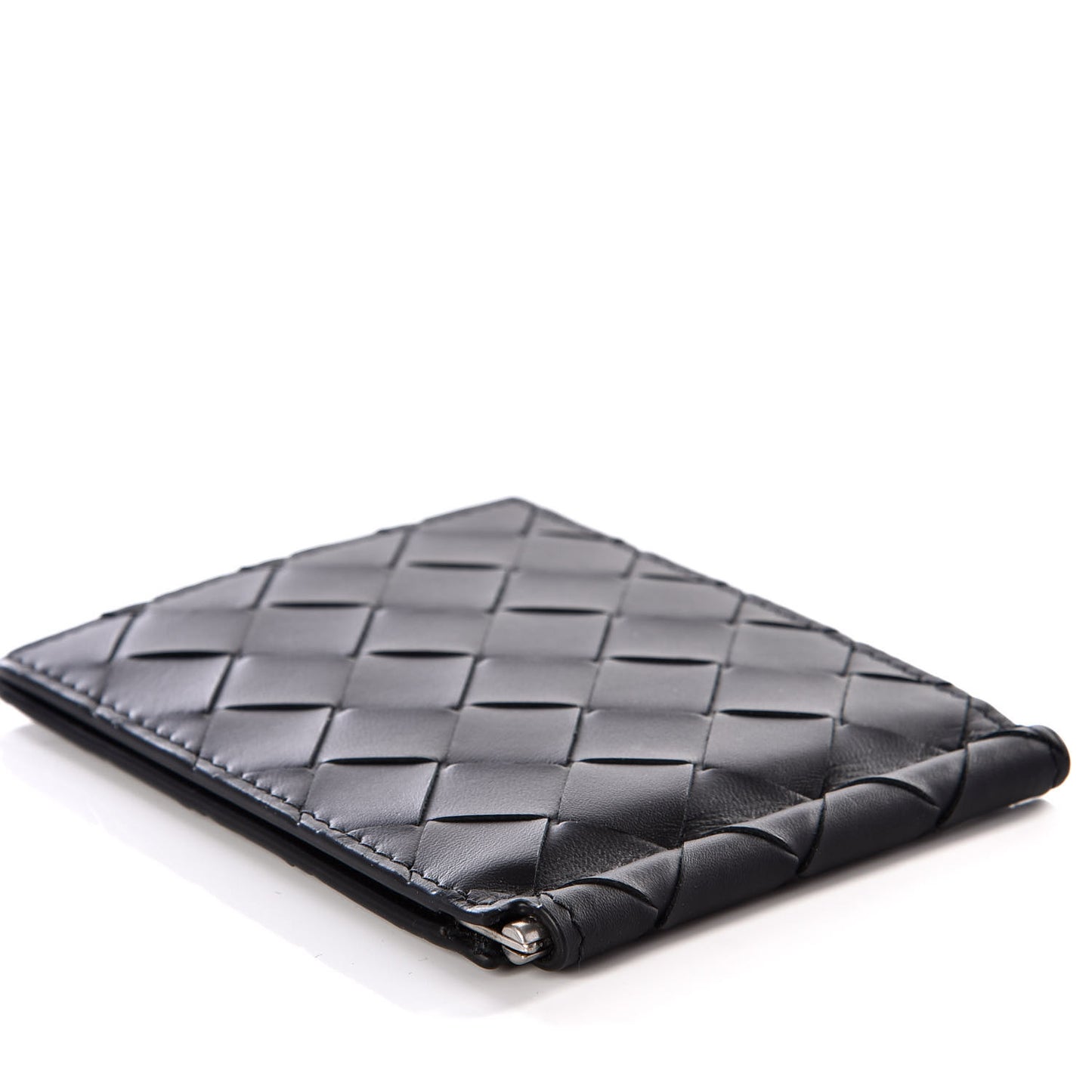 Nappa Maxi Intrecciato Bi-Fold Money Clip Wallet Black
