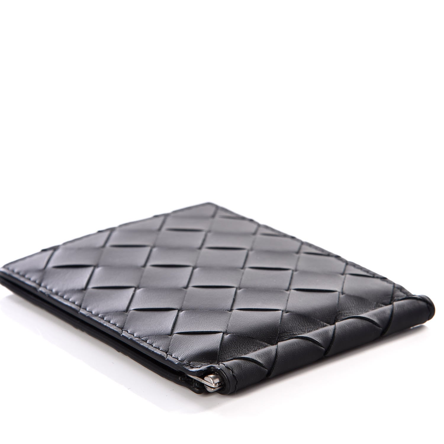 Bottega Veneta Nappa Maxi Intrecciato Bi-Fold Money Clip Wallet Black 6 of 9