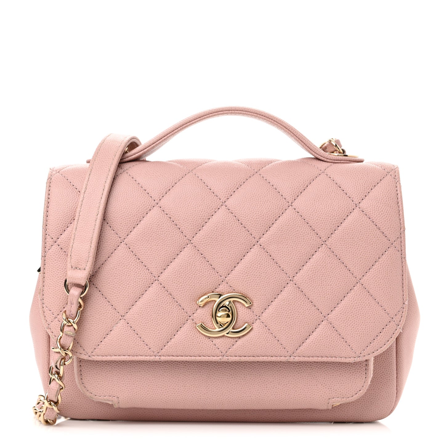 Caviar Quilted Medium Business Affinity Flap Light Pink