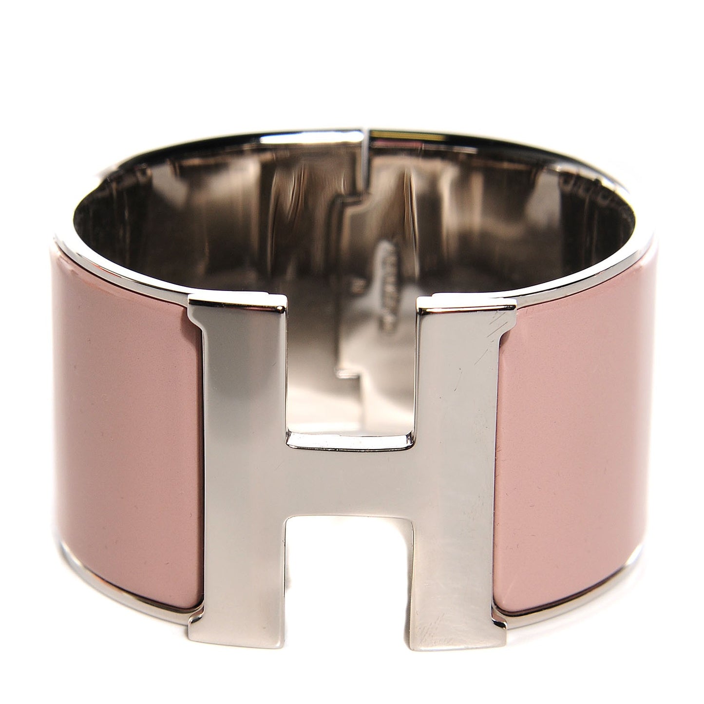 Enamel Extra Wide Clic Clac H Bracelet GM Rose Poudre