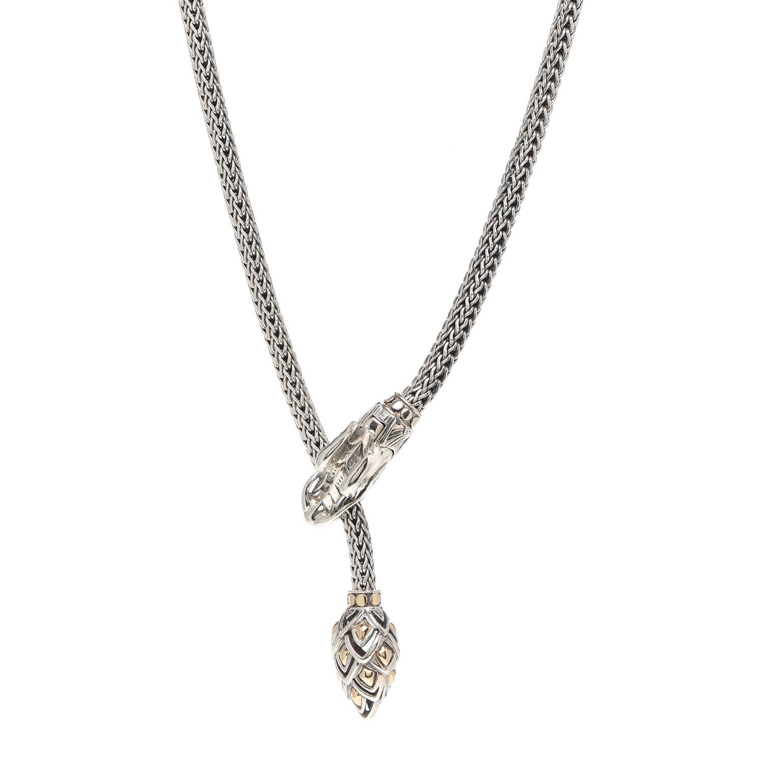 John Hardy Sterling Silver 18K Yellow Gold Legends Naga Dragon Lariat Necklace 1 of 4