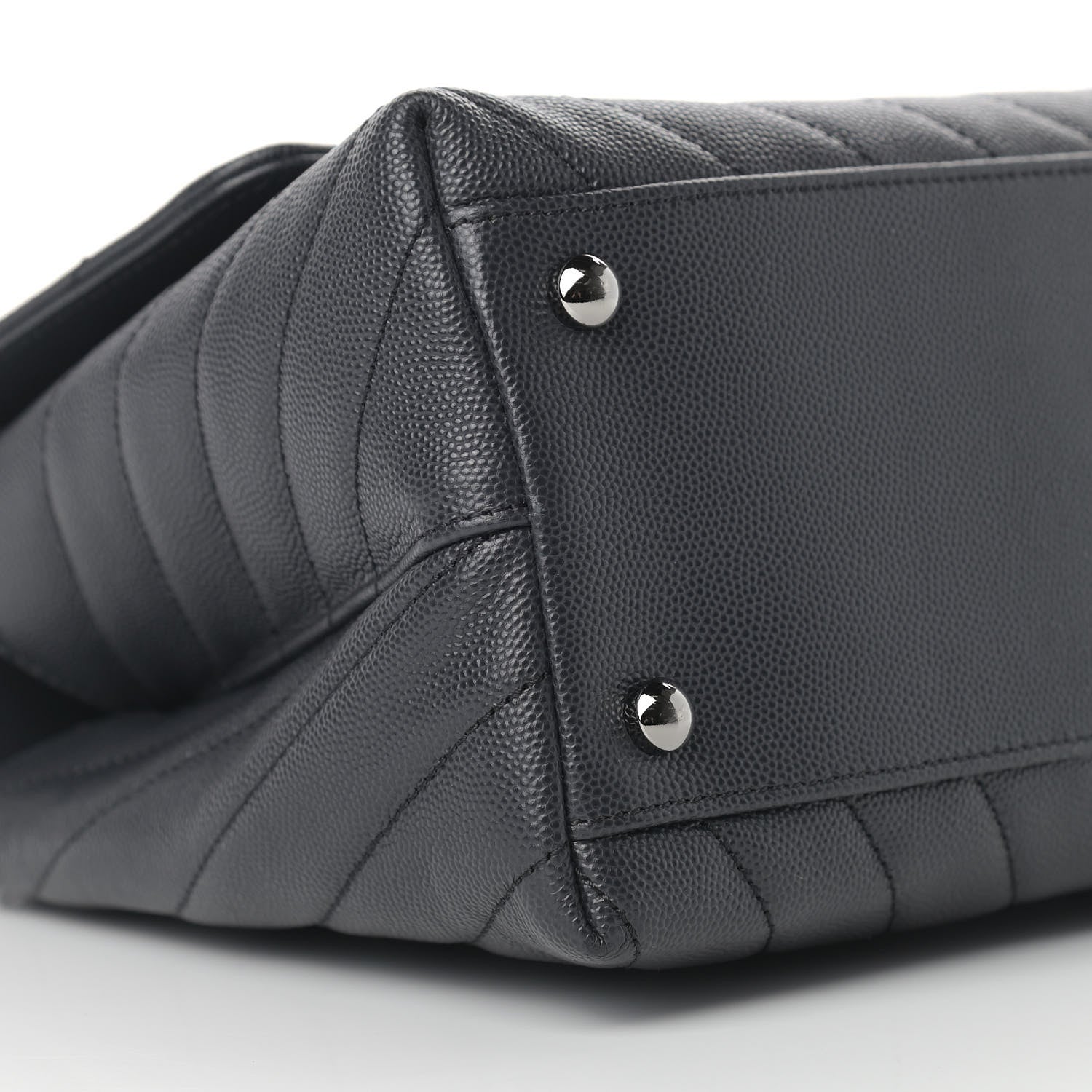 Chanel Caviar Chevron Quilted Small Coco Handle Flap Dark Grey 8 of 9