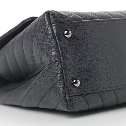 Chanel Caviar Chevron Quilted Small Coco Handle Flap Dark Grey 8 of 9