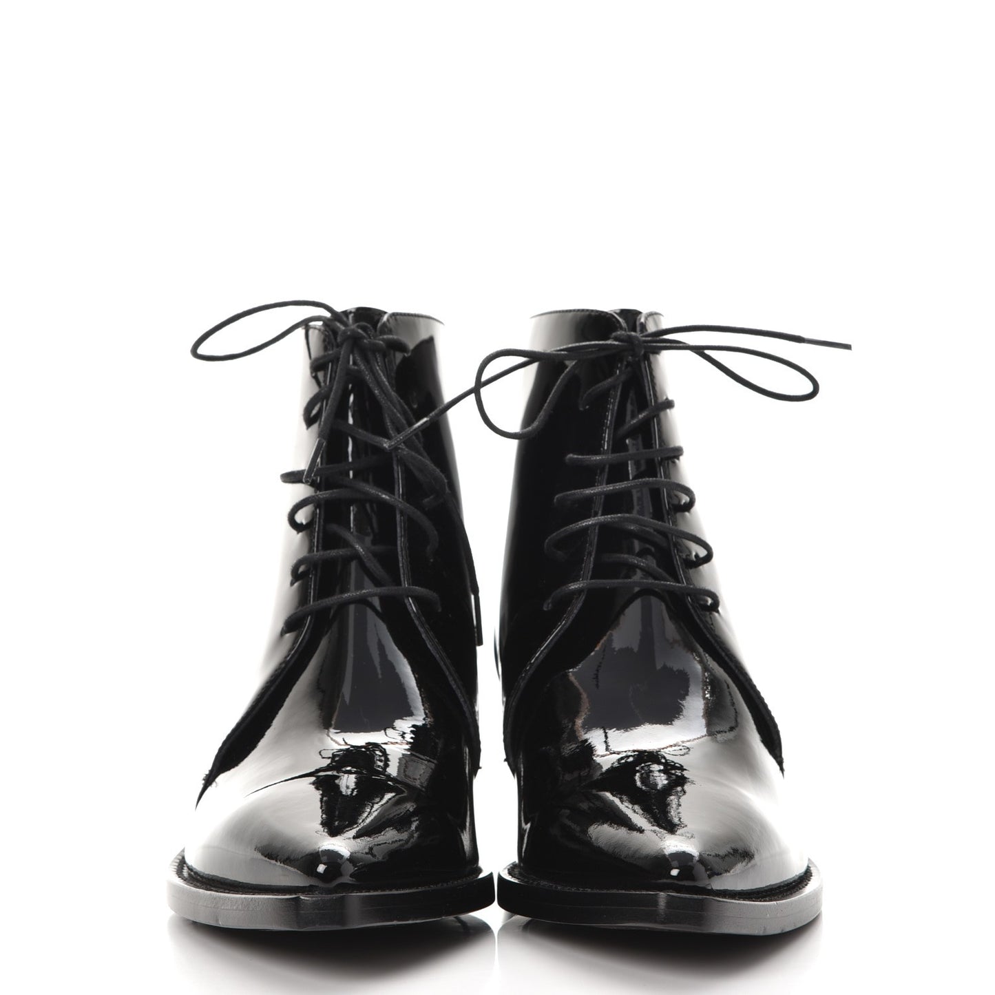 Patent Calfskin Theo Lace-Up Ankle Boots 38 Black