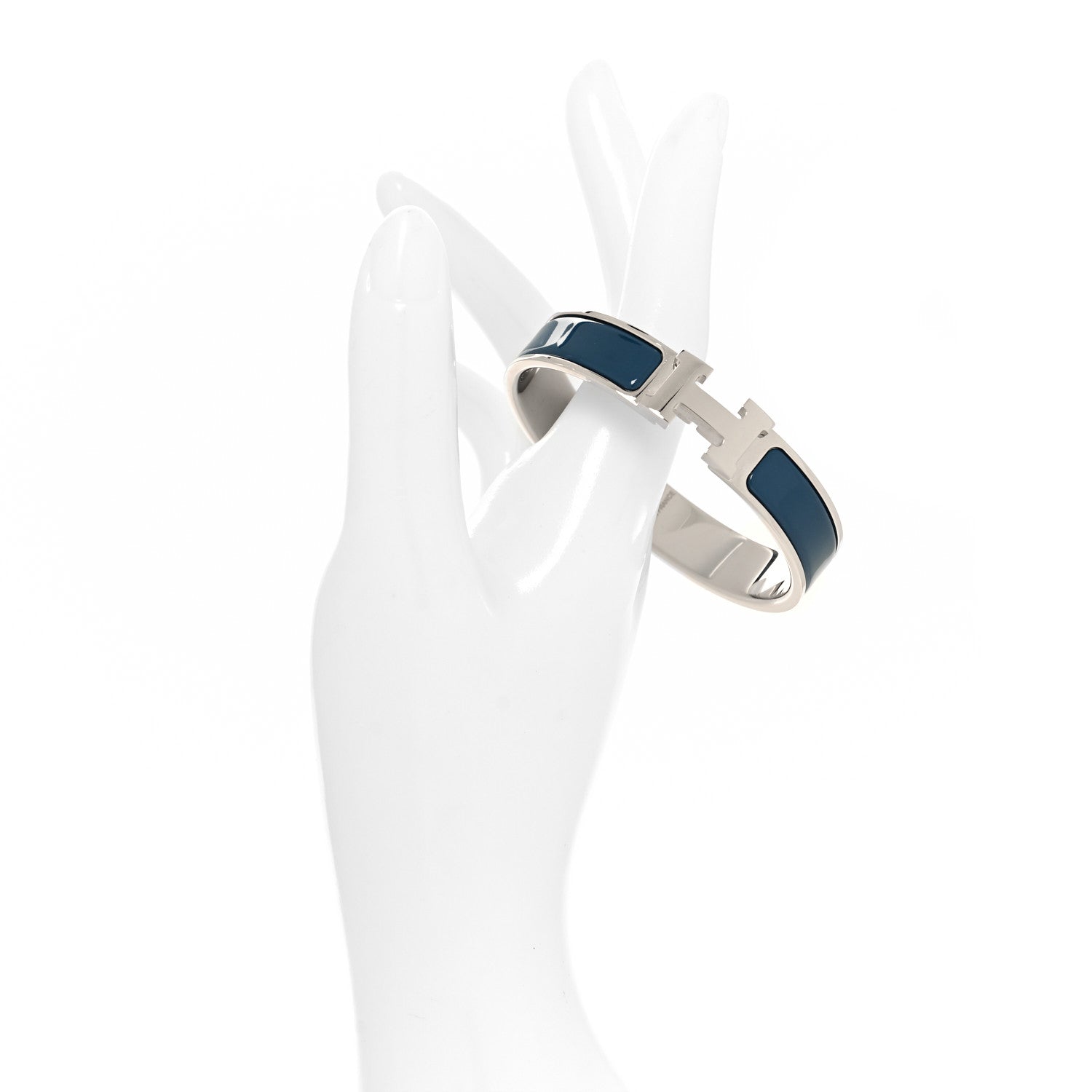 Hermes Narrow Enamel Clic Clac H Bracelet PM  Vert Bleuete 2 of 4