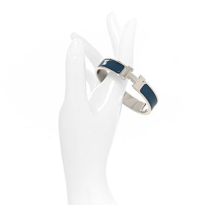 Hermes Narrow Enamel Clic Clac H Bracelet PM  Vert Bleuete 2 of 4