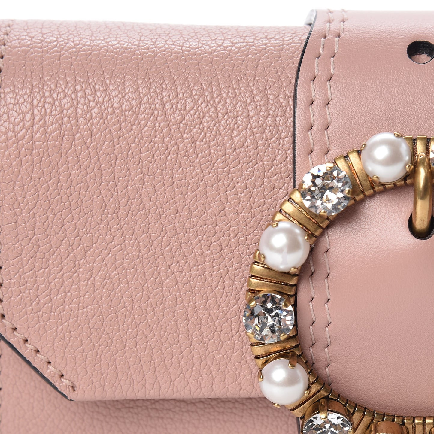 Goatskin Madras Soft Calfskin Crystal Pearl Embellished Shoulder Bag Orchidea