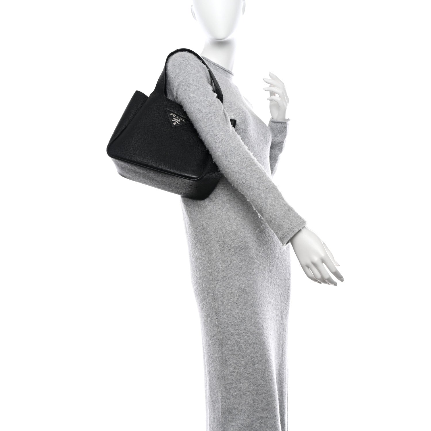Prada Vitello Daino Soft Medium Dynamique Tote Black 2 of 9
