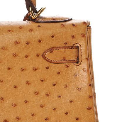 Hermes Ostrich Kelly Retourne 32 Gold 21 of 33